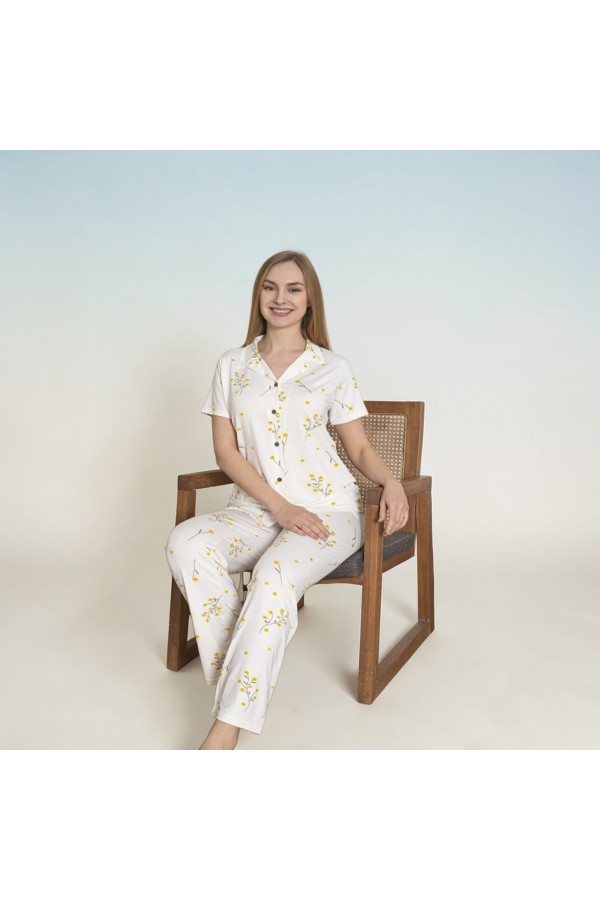Pijama Dama  Cu Nasturi - Maneca Scurta - 10001