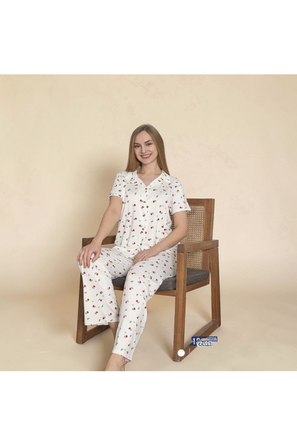 Pijama Dama  Cu Nasturi - Maneca Scurta - 10003