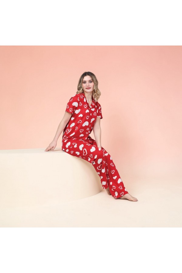 Pijama Dama  Cu Nasturi - Maneca Scurta - 10028