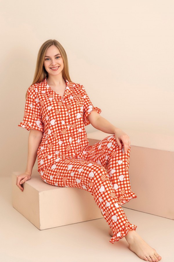 Pijama Dama Berfin Cu Nasturi - Material Creponat 5012