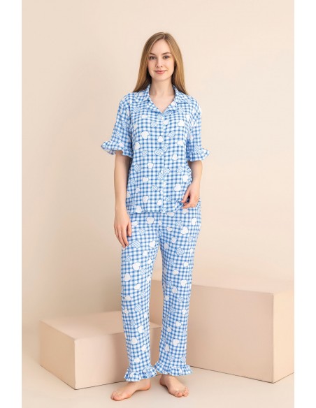 Pijama Dama Berfin Cu Nasturi - Material Creponat 5014