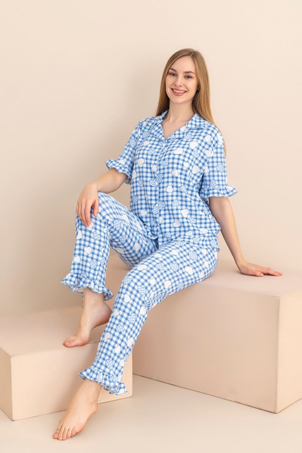 Pijama Dama Berfin Cu Nasturi - Material Creponat 5014