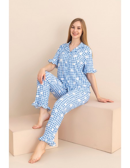 Pijama Dama Berfin Cu Nasturi - Material Creponat 5014