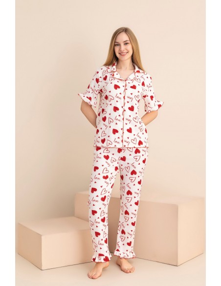 Pijama Dama Berfin Cu Nasturi - Material Creponat 5015