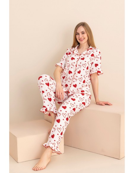 Pijama Dama Berfin Cu Nasturi - Material Creponat 5015