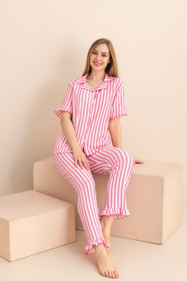 Pijama Dama Berfin Cu Nasturi - Material Creponat 5017