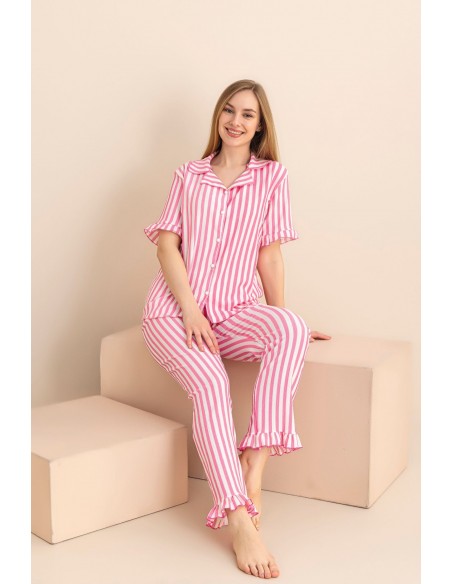 Pijama Dama Berfin Cu Nasturi - Material Creponat 5017