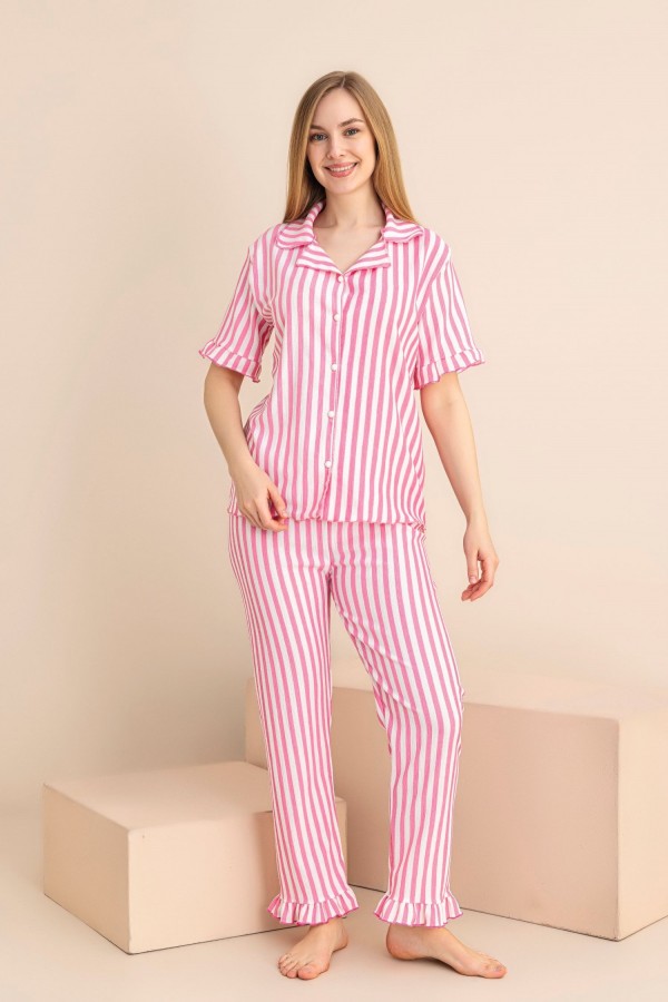 Pijama Dama Berfin Cu Nasturi - Material Creponat 5017