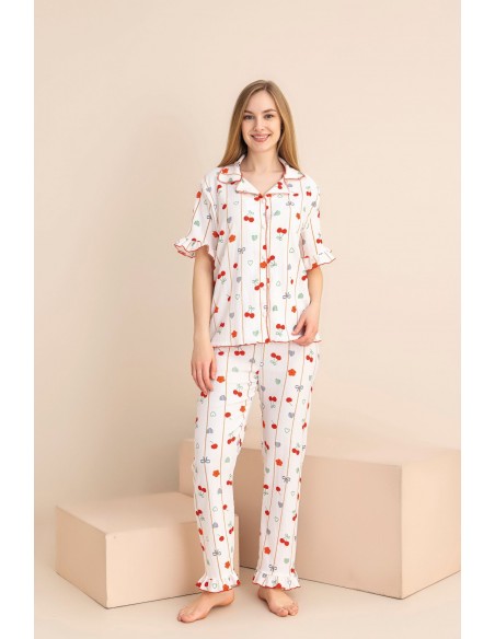Pijama Dama Berfin Cu Nasturi - Material Creponat 5018