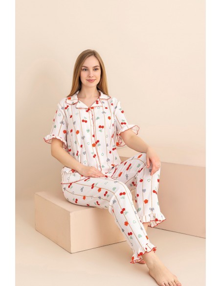 Pijama Dama Berfin Cu Nasturi - Material Creponat 5018