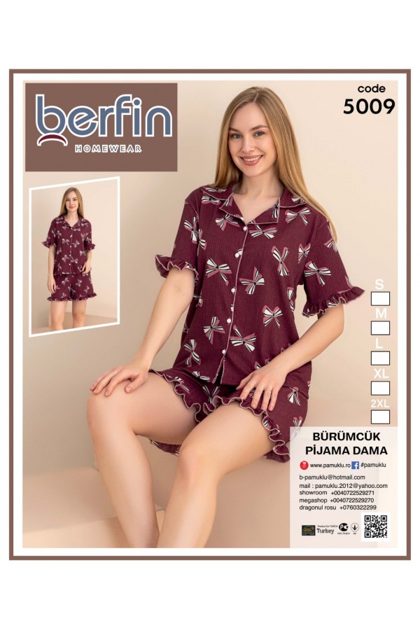 Pijama Dama Berfin Cu Nasturi - Material Creponat SHORT 5009 2