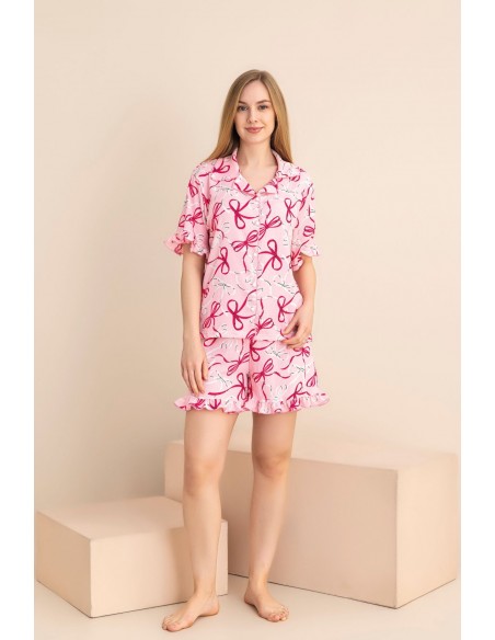 Pijama Dama Berfin Cu Nasturi - Material Creponat SHORT 5003