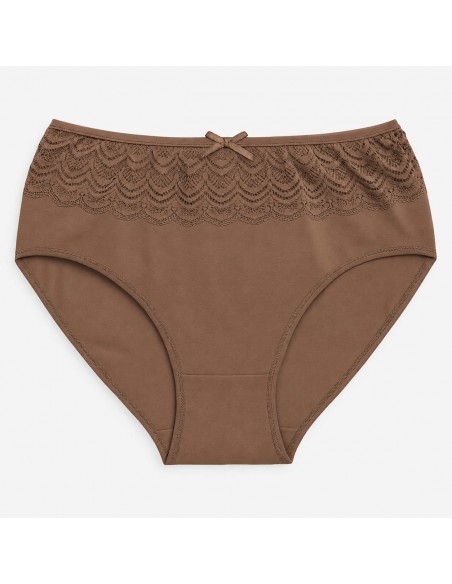 Chilot Dama Pamuklu Batal cu Dantela Capuccino