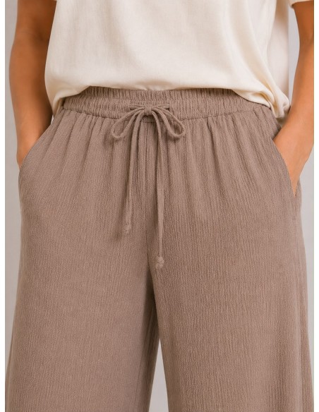 Pantaloni Dama Baki Largi Engros Viscon Bej