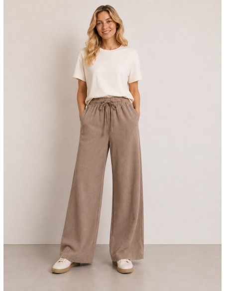 Pantaloni Dama Baki Largi Engros Viscon Bej