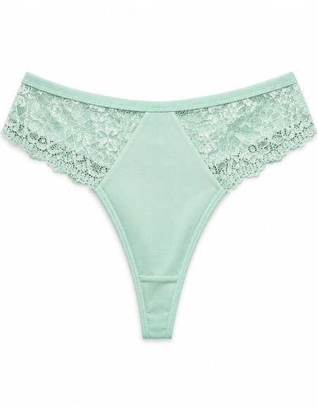 Chilot Dama Tanga Pamuklu Dantela VERDE  MINT