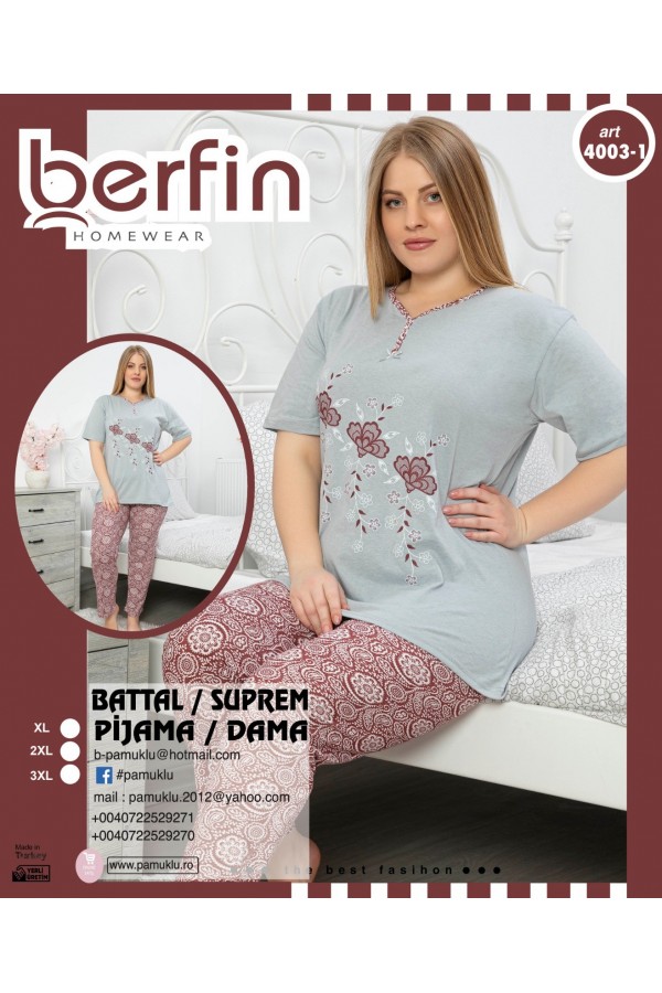 Pijama Dama Berfin Batal cu Maneca Scurta 4003-1