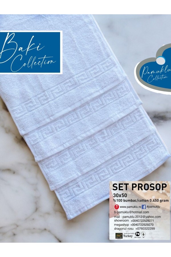 Prosop Pamuklu Grec 30*50 cm Alb
