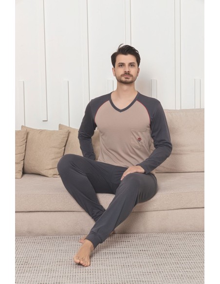 Pijama Barbati Baki Penye Suprem 1053 Bej