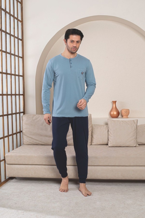 Pijama Barbati Baki Penye Suprem 1059 Albastru
