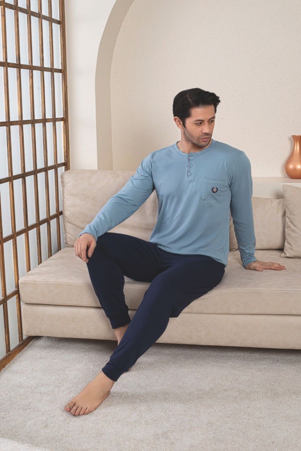 Pijama Barbati Baki Penye Suprem 1059 Albastru 2