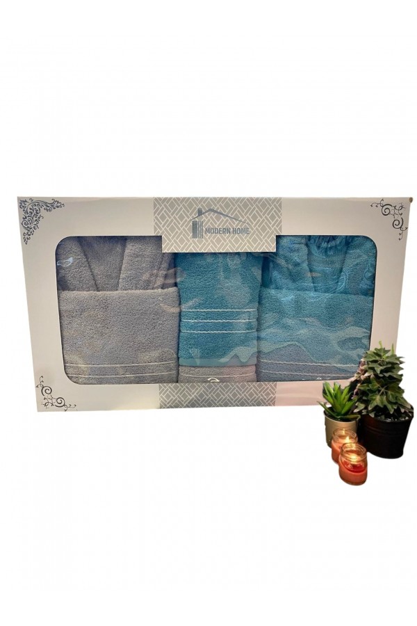 Set Halate Prosop Fitil Gri-Turcoaz