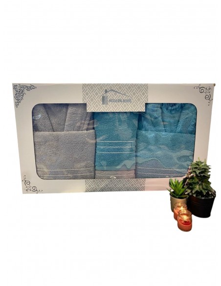 Set Halate Prosop Fitil Gri-Turcoaz