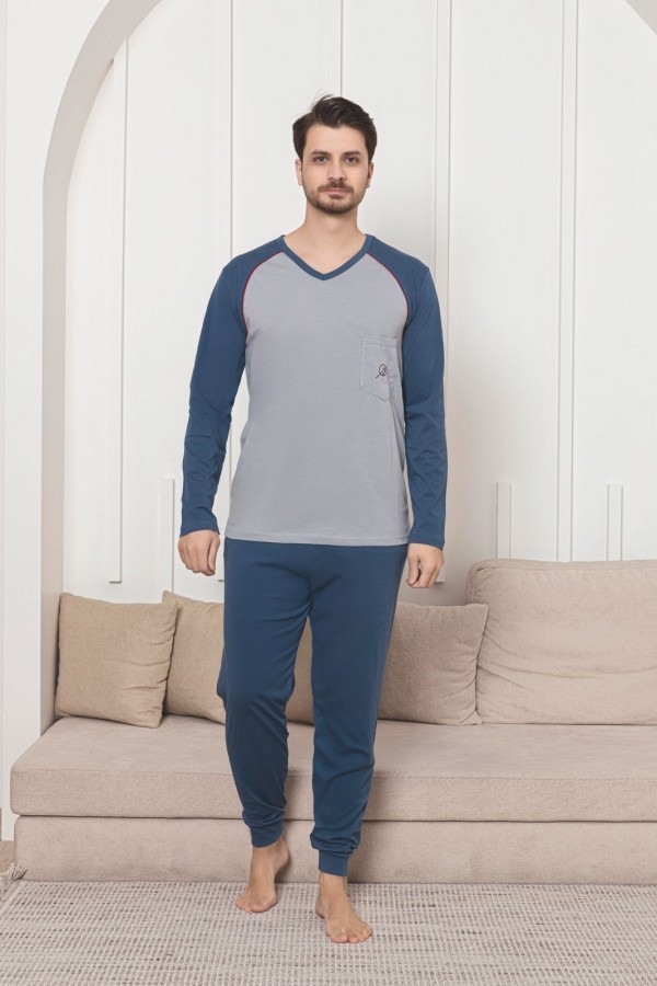 Pijama Barbati Baki Penye Suprem 1057 Albastru