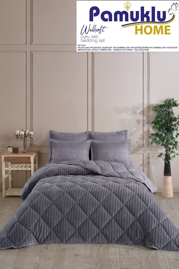 SET DE PAT COCOLINO PAMUKLU HOME GRI INCHIS